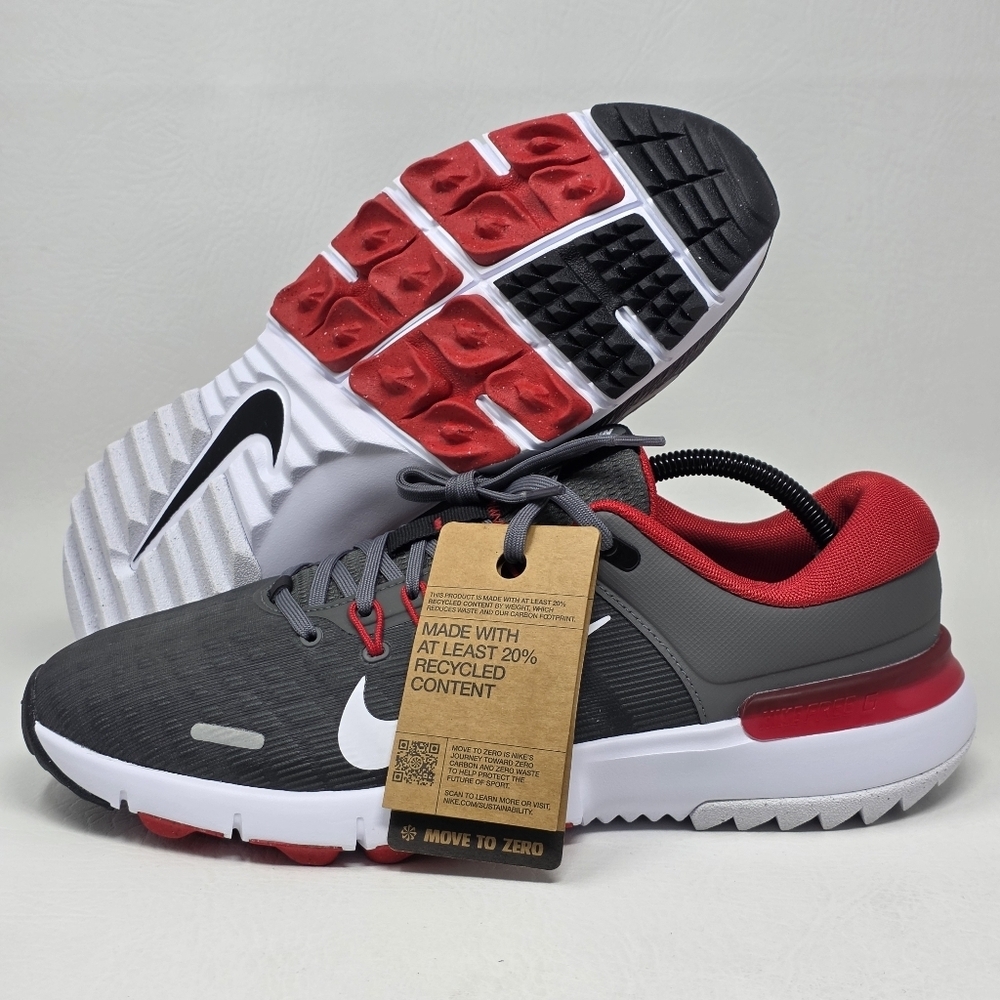 Nike Free G Golf NN Golf Cleats Grey-White-Univ Red Mens Size 11 FN0332-002 New